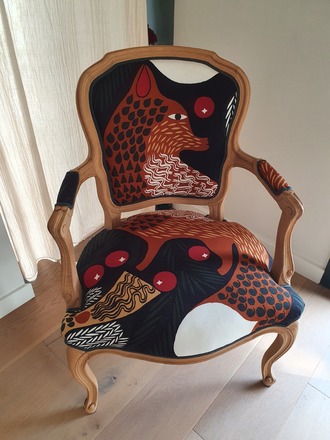 Fauteuil cabriolet retapissé déco 