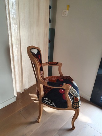 Fauteuil cabriolet retapissé déco 