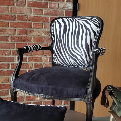 Vente avec paiement en ligne: Fauteuil bergère motif zèbre