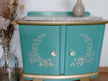 Vente avec paiement en ligne: Chevet vintage vert émeraude