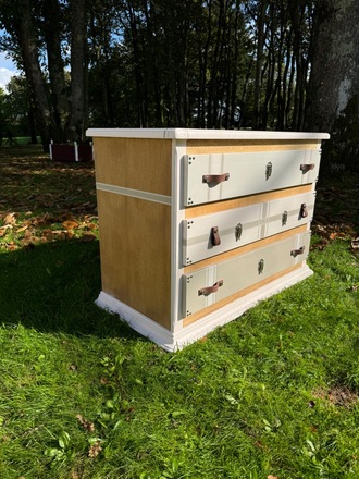 Commode relookée esprit valise 3 tiroirs
