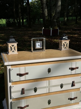 Commode relookée esprit valise 3 tiroirs