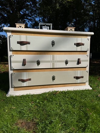 Commode relookée esprit valise 3 tiroirs