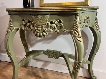 Vente avec paiement en ligne: Console vert antique et or