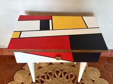 Vente avec paiement en ligne: Table de chevet années 70 esprit Mondrian 