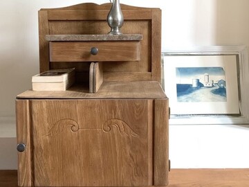 Vente avec paiement en ligne: Chevet art déco en bois massif intérieur bleu paon