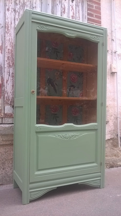 Armoire vitrine parisienne 1930 verte