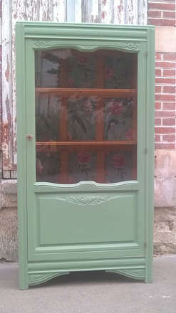 Armoire vitrine parisienne 1930 verte