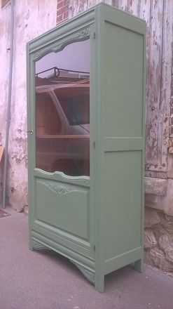 Armoire vitrine parisienne 1930 verte