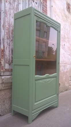 Armoire vitrine parisienne 1930 verte