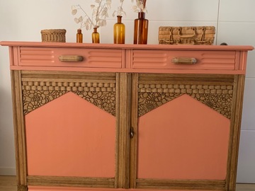 Vente avec paiement en ligne: Buffet bois sculpté couleur corail