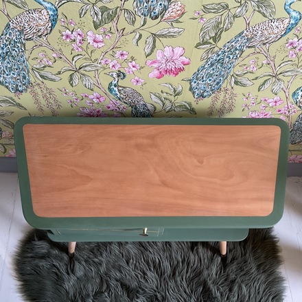Chevet style scandinave vintage bois et kaki
