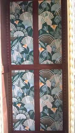 Armoire vitrine parisienne 1930 jaune olive