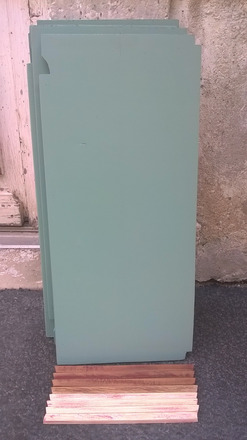 Armoire vitrine parisienne 1930 jaune olive