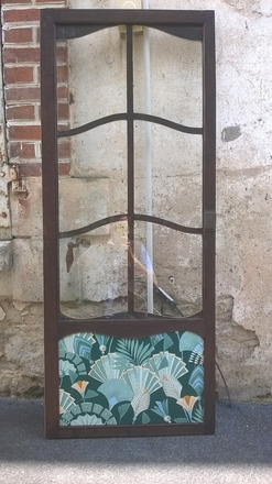 Armoire vitrine parisienne 1930 jaune olive