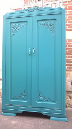 Armoire parisienne année 50 art déco vert alpage