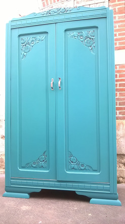 Armoire parisienne année 50 art déco vert alpage