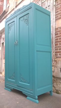 Armoire parisienne année 50 art déco vert alpage