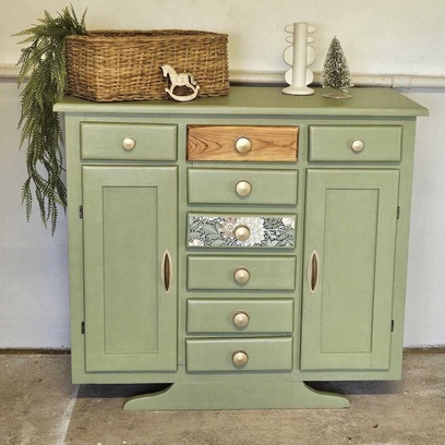 Vente avec paiement en ligne: Buffet Mado Vintage Relooké Vert-de-Gris