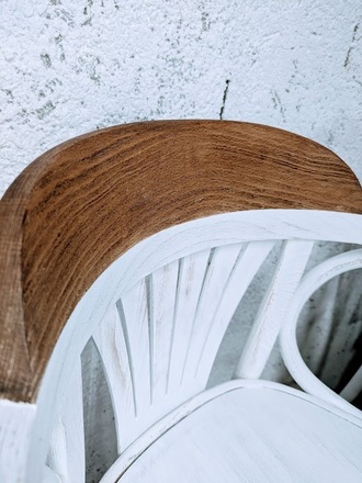 Paire de chaise bistrot haute/de bar bois et blanc