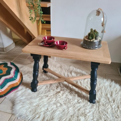 Vente avec paiement en ligne: Table basse chêne brut et noir 