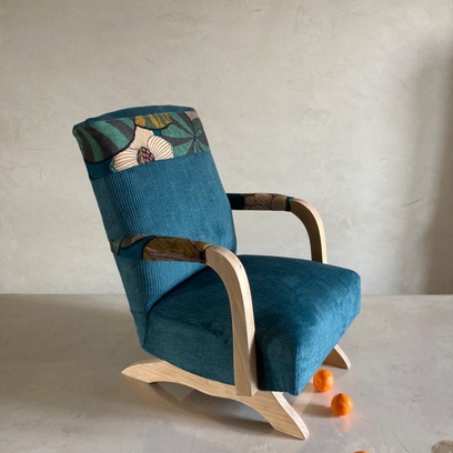 Vente avec paiement en ligne: Fauteuil enfant à bascule velours côtelé