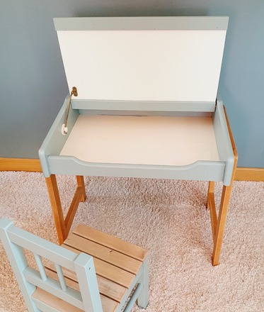 Bureau et chaise enfant (maternelle) - Vert nordique et bois