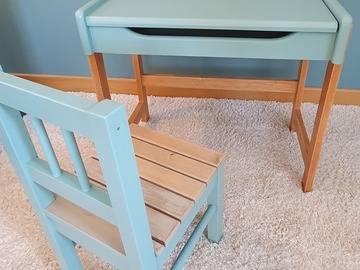 Vente avec paiement en ligne: Bureau et chaise enfant (maternelle) - Vert nordique et bois