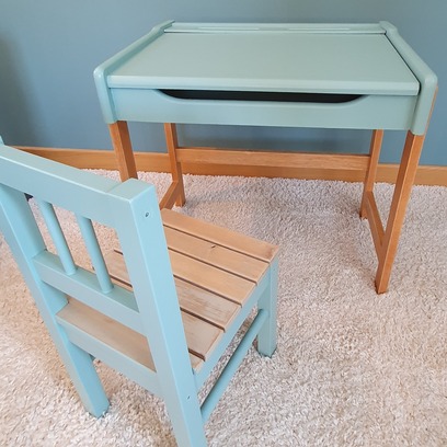 Vente avec paiement en ligne: Bureau et chaise enfant (maternelle) - Vert nordique et bois