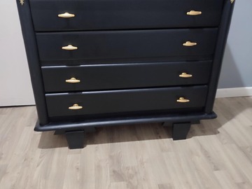 Vente avec paiement en ligne: Commode noire satin avec plaque de marbre