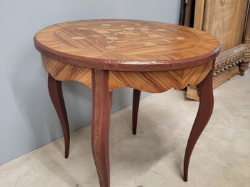 Vente avec paiement en ligne: Table d'appoint bois, rouge / marron et dorure