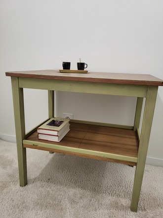 Table d'appoint deux plateaux bois et vert