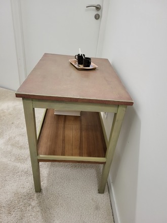 Table d'appoint deux plateaux bois et vert