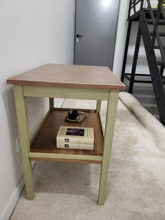 Table d'appoint deux plateaux bois et vert