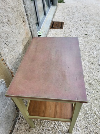 Table d'appoint deux plateaux bois et vert