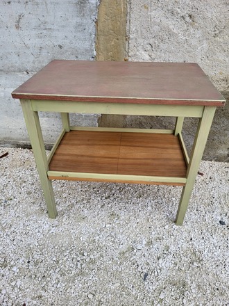 Table d'appoint deux plateaux bois et vert