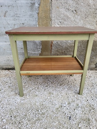 Table d'appoint deux plateaux bois et vert