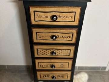 Vente avec paiement en ligne: Chiffonnier rétro en bois massif noir et bois