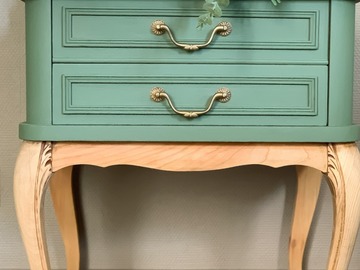 Vente avec paiement en ligne: Table de chevet vert treillis et bois