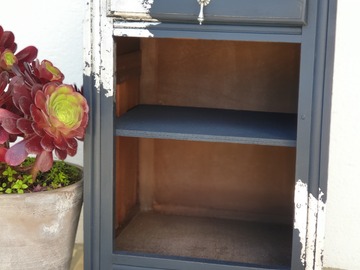Vente avec paiement en ligne: Table de chevet Vintage Bleue et feuille d'argent "Odile"