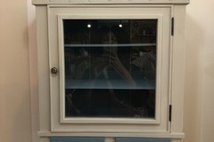 Vente avec paiement en ligne: Etagère bibliothèque Bérénice bois, bleu et gris vieilli