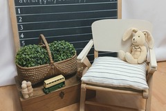 Vente avec paiement en ligne: Chaise fauteuil enfant vintage bois et blanc
