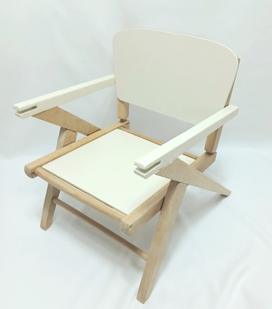 Chaise fauteuil enfant vintage bois et blanc