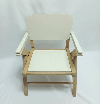 Chaise fauteuil enfant vintage bois et blanc