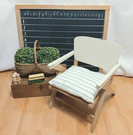 Chaise fauteuil enfant vintage bois et blanc