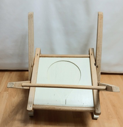 Chaise fauteuil enfant vintage bois et blanc