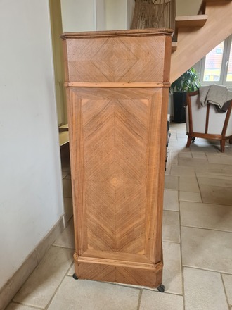 Chevet 1900 chêne, toile de jute intérieur lin  
