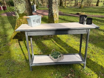 Vente avec paiement en ligne: Console en osier et bois gris anthracite