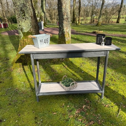 Vente avec paiement en ligne: Console en osier et bois gris anthracite