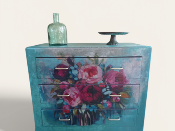 Vente avec paiement en ligne: Commode florale relookée avec style !